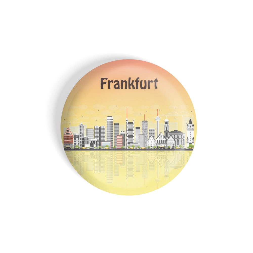 dhcrafts Round Fridge Magnet Multicolour Places Frankfurt City In Germany Glossy Finish Design Pack of 1 (58 mm)